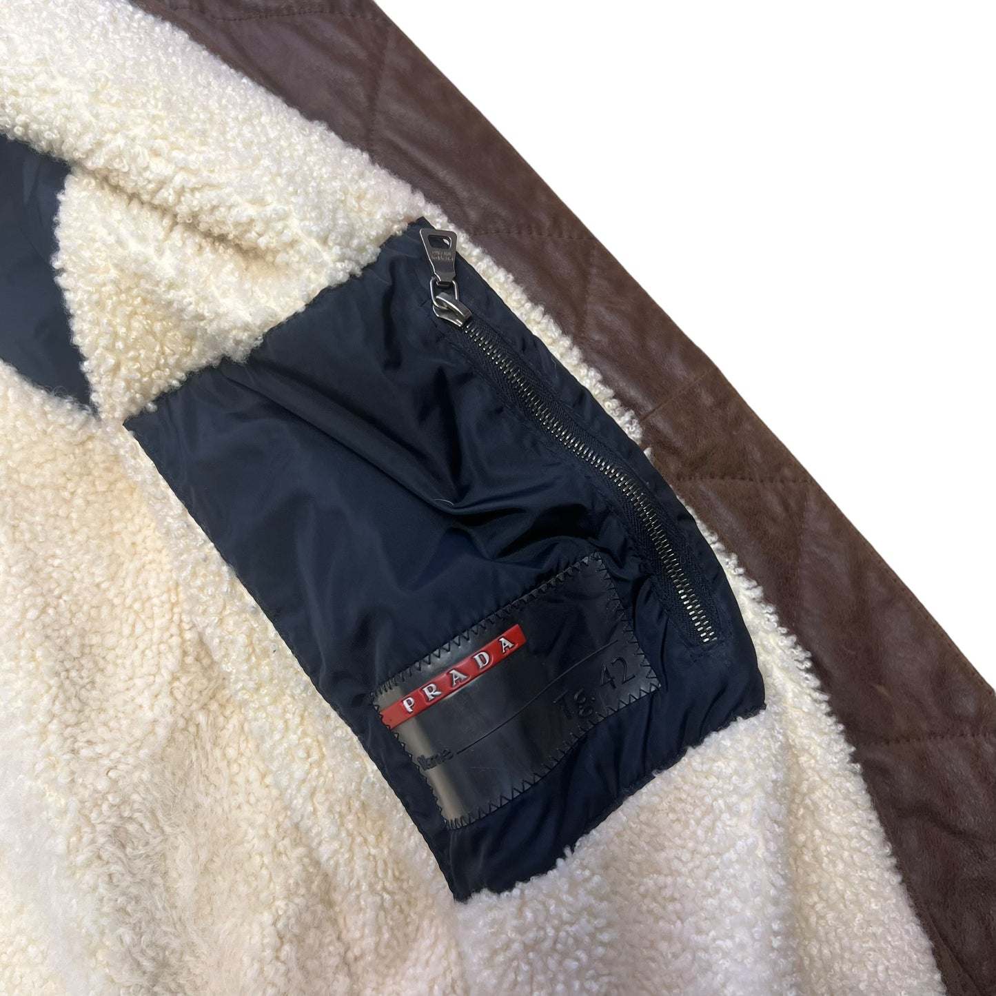 00s Prada Sample Leather Sherpa Jacket