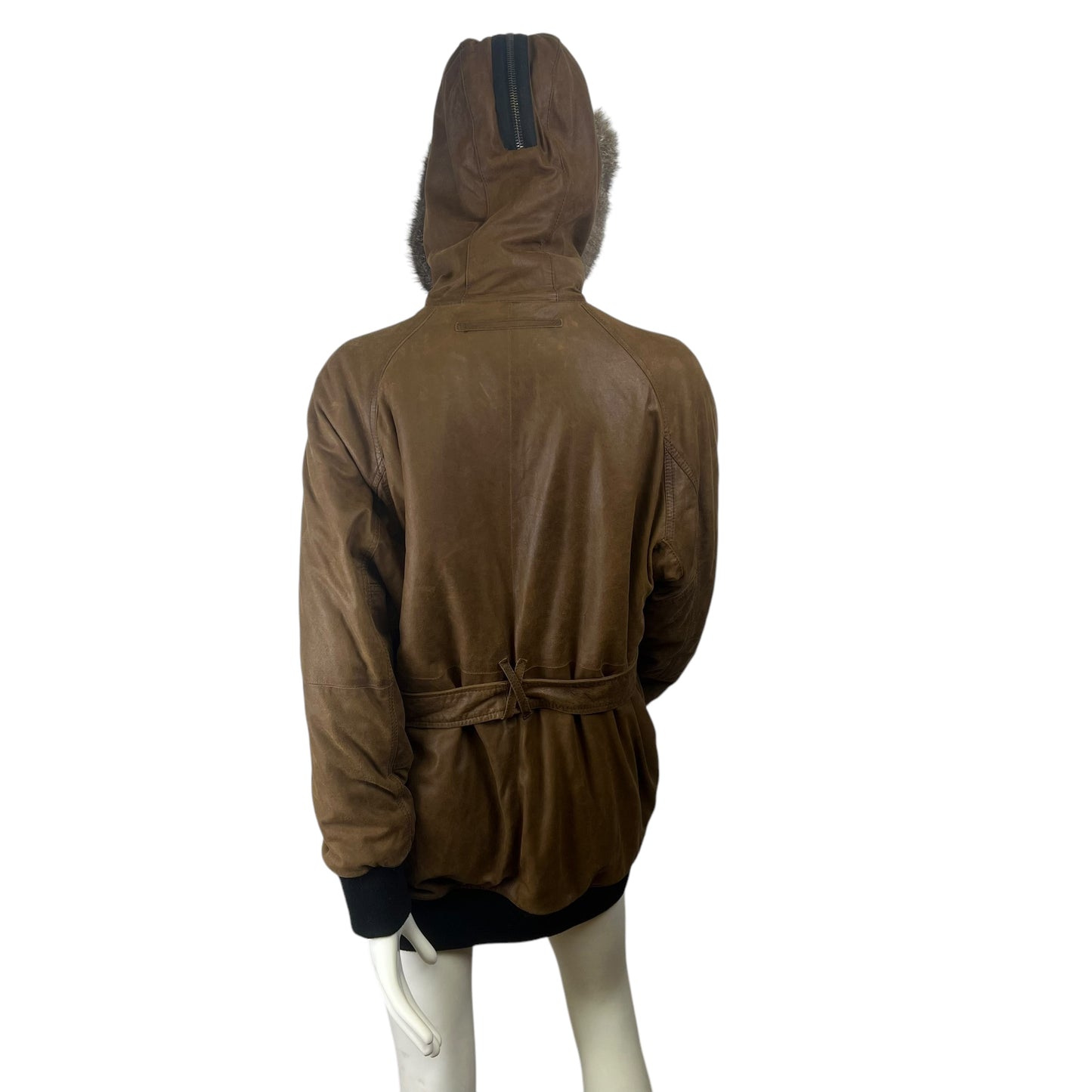 00s Prada Sample Leather Sherpa Jacket