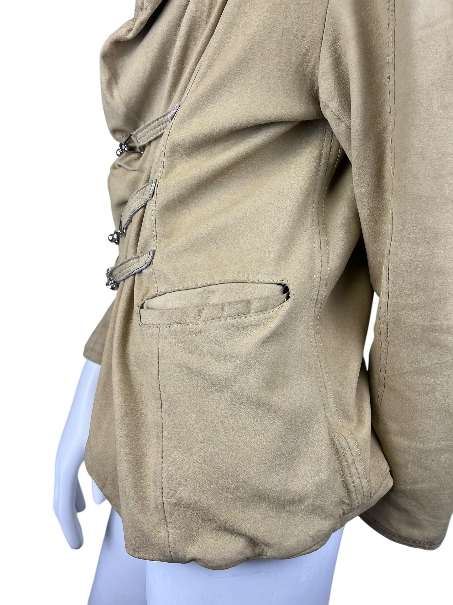00s Marithé + François Girbaud Leather Metal Closure Jacket