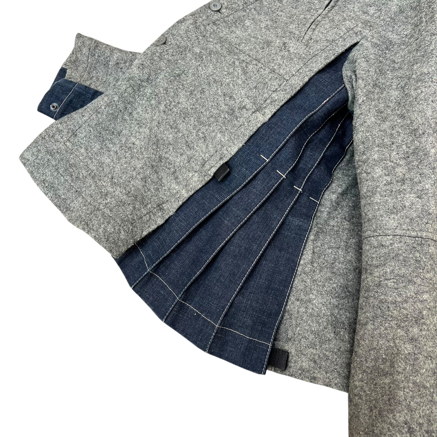 SP 00 Marithé + François Girbaud Pleated Wool/ Denim Jacket