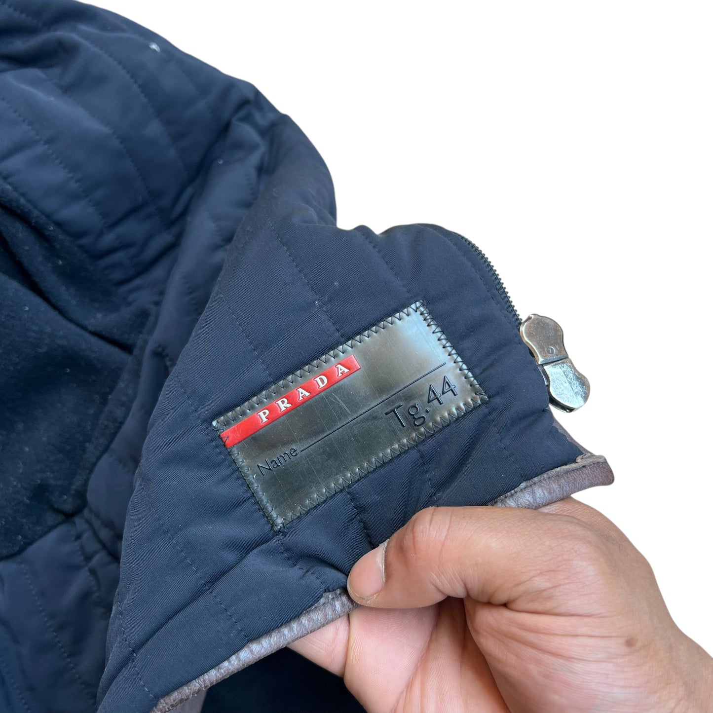 00s Prada Sport Leather Long kneck jacket