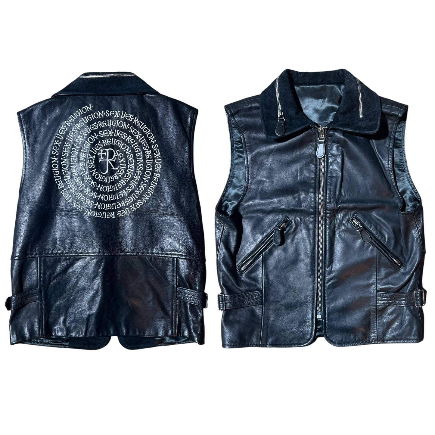 90s John Richmond Sex&Lies&Religion Leather Vest
