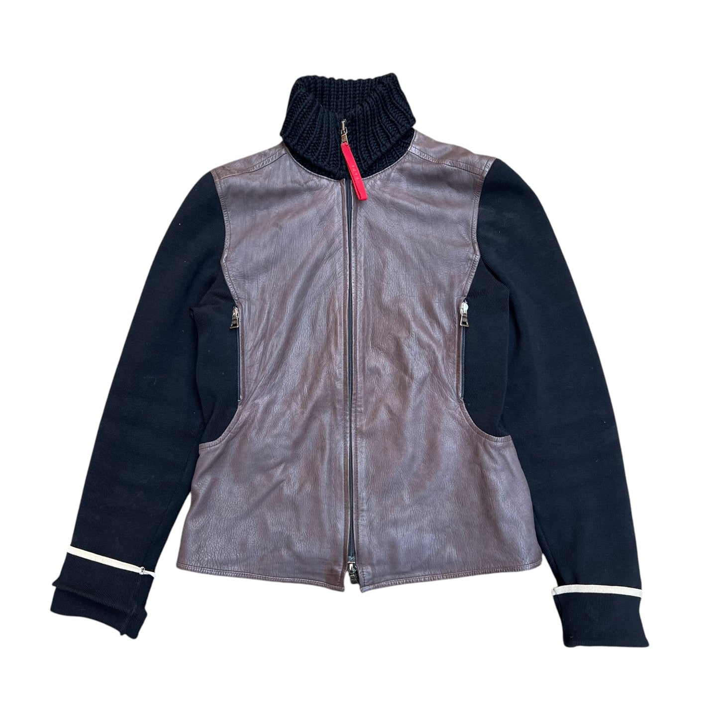 00s Prada Sport Leather Long kneck jacket