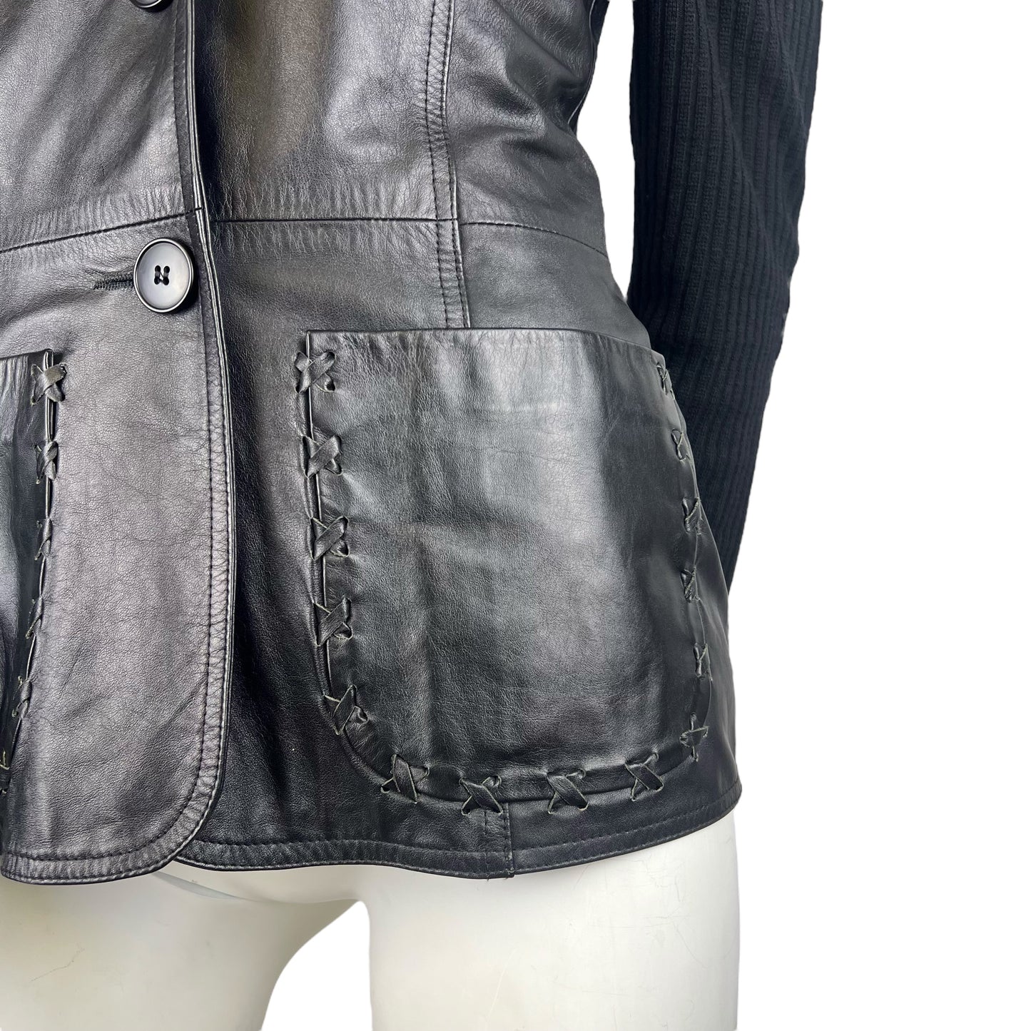 FW 2001 Paco Rabanne wool & Leather Blazer Jacket