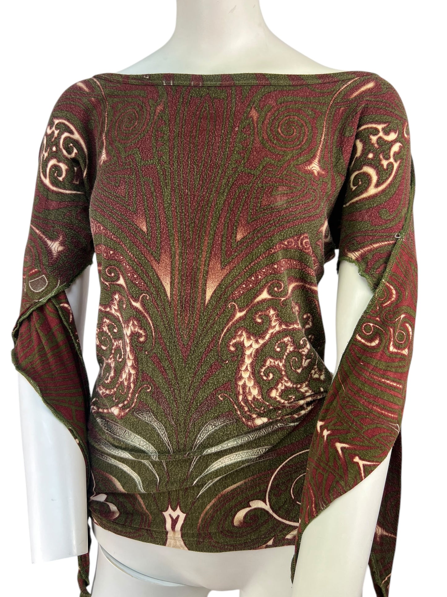 SS 1996 Jean Paul Gaultier Maori Printed Mesh top