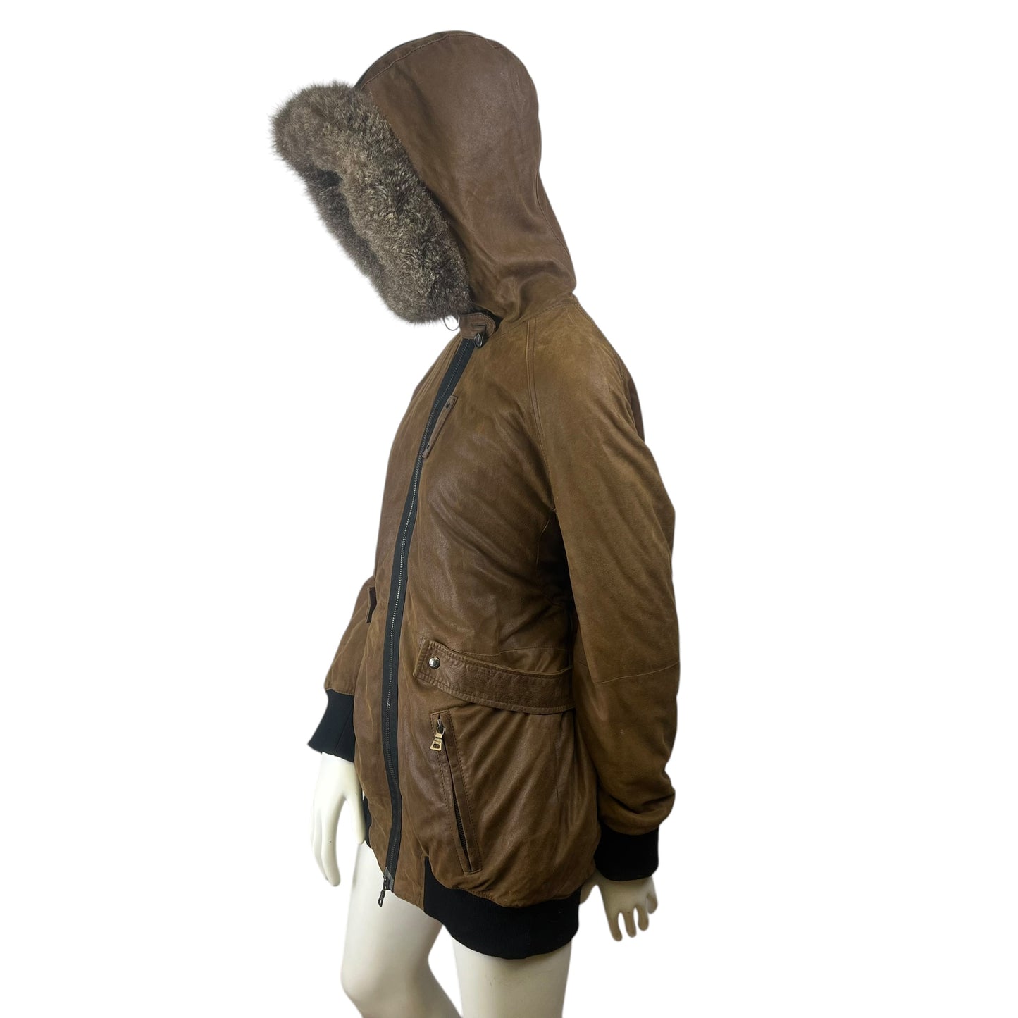 00s Prada Sample Leather Sherpa Jacket