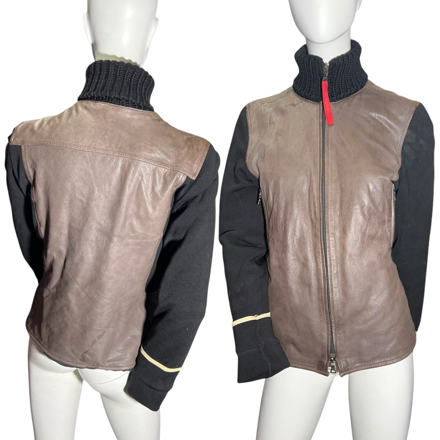 00s Prada Sport Leather Long kneck jacket