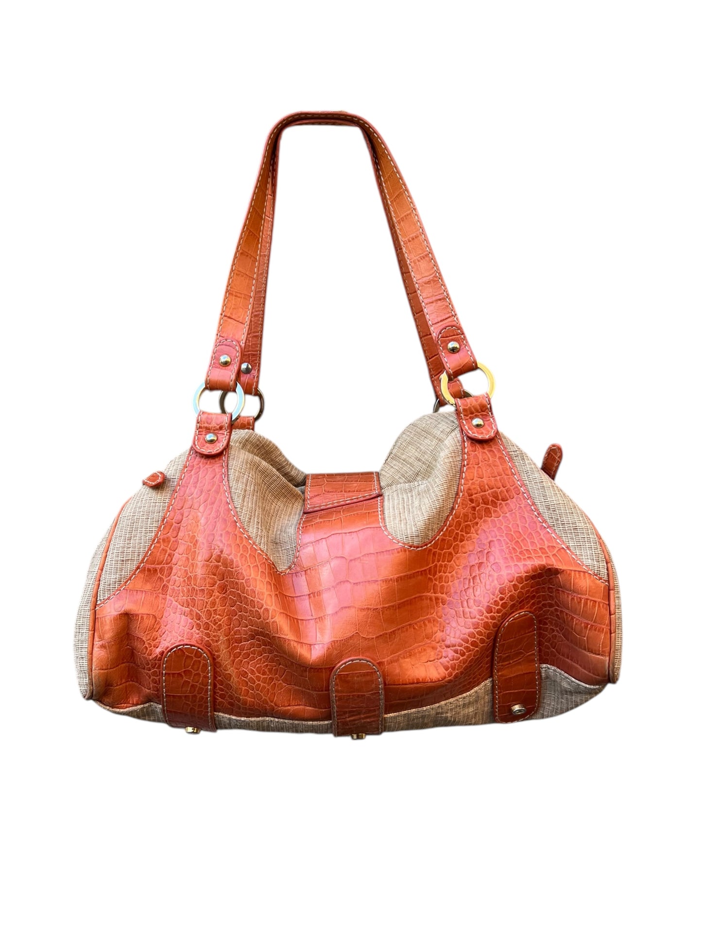 00s Valentino Garavani Croco Leather/ Canvas Bag