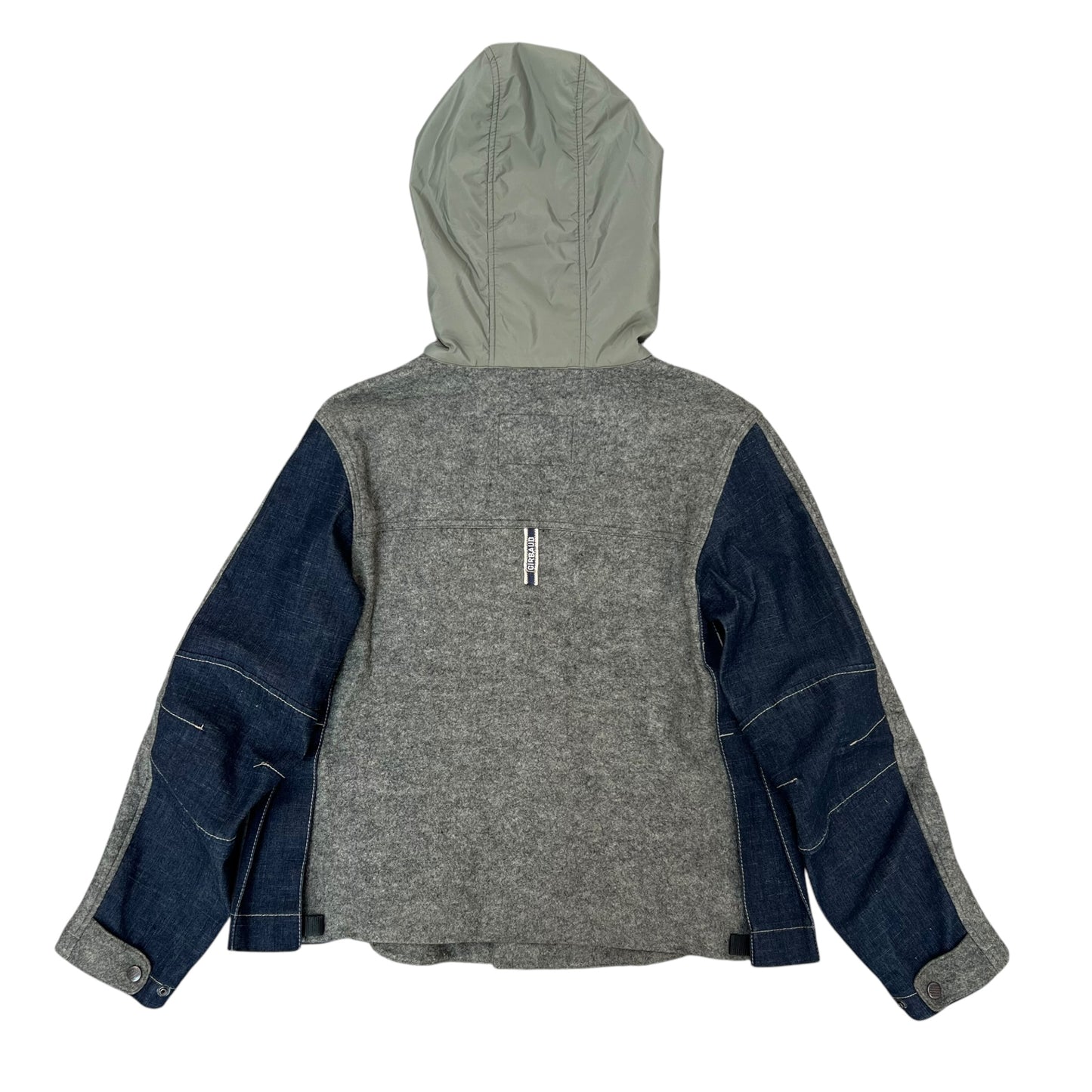 SP 00 Marithé + François Girbaud Pleated Wool/ Denim Jacket