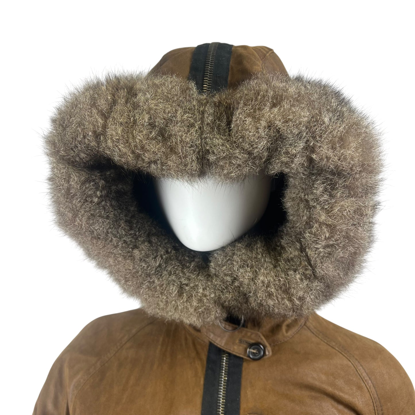 00s Prada Sample Leather Sherpa Jacket