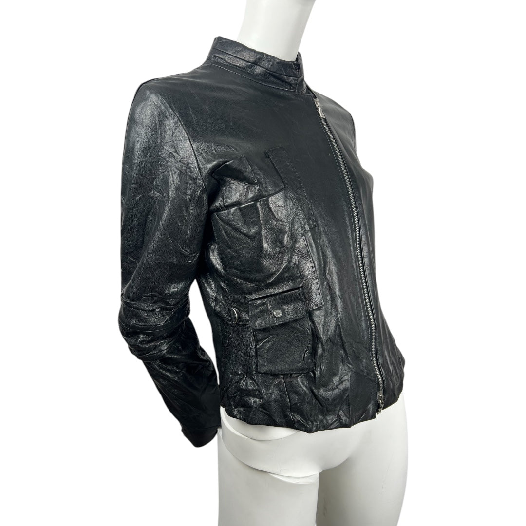 FW2002 Marithé + François Girbaud Asymmetrica Biker leather jacket