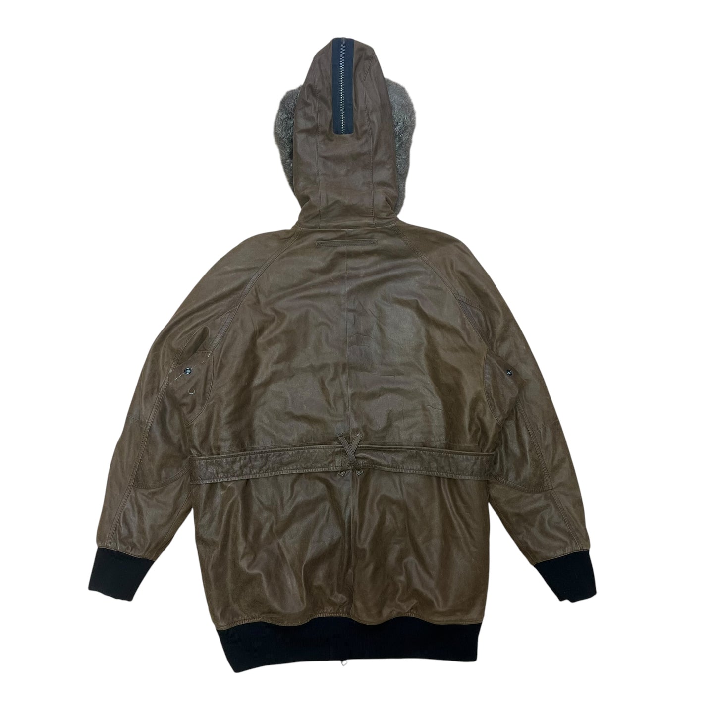 00s Prada Sample Leather Sherpa Jacket