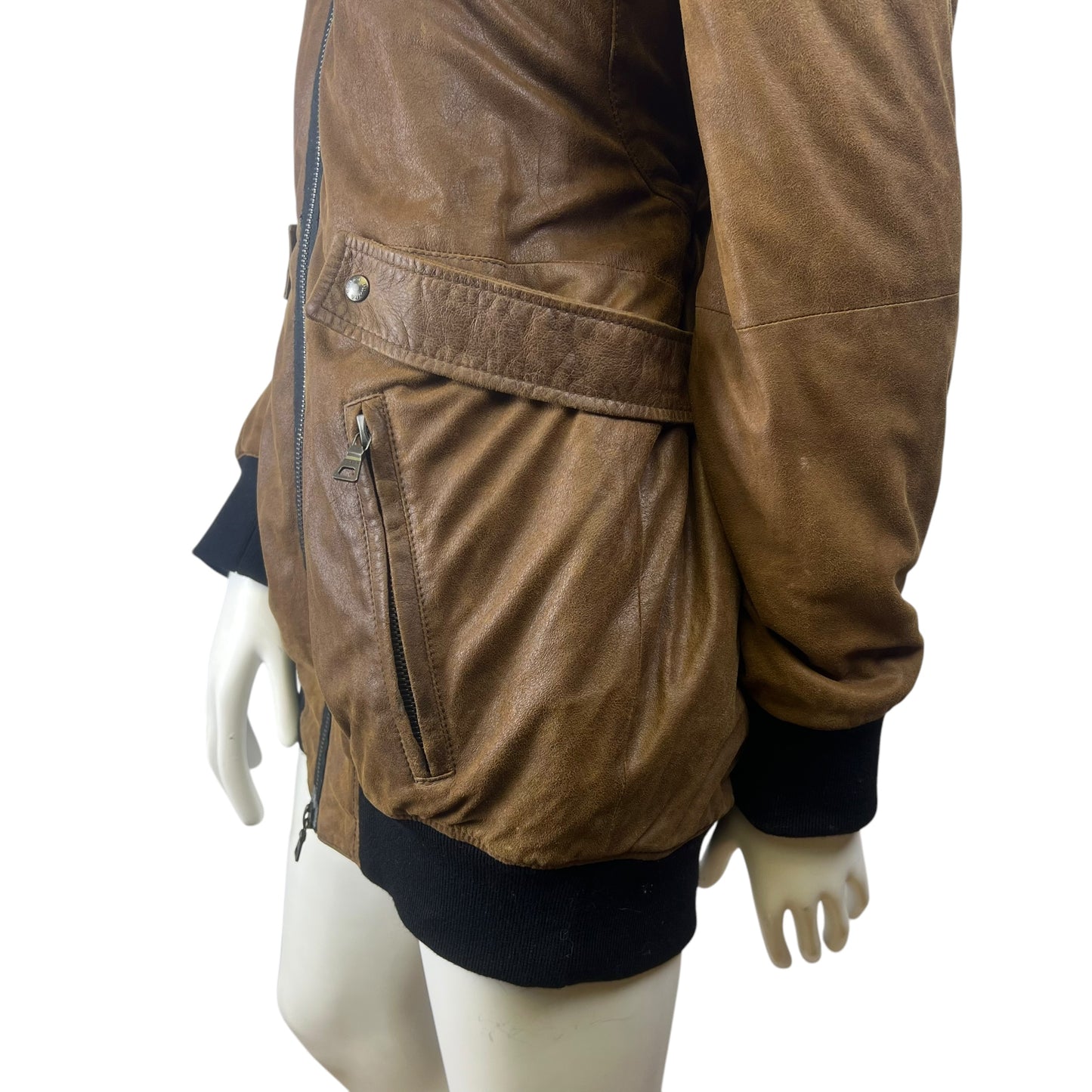 00s Prada Sample Leather Sherpa Jacket