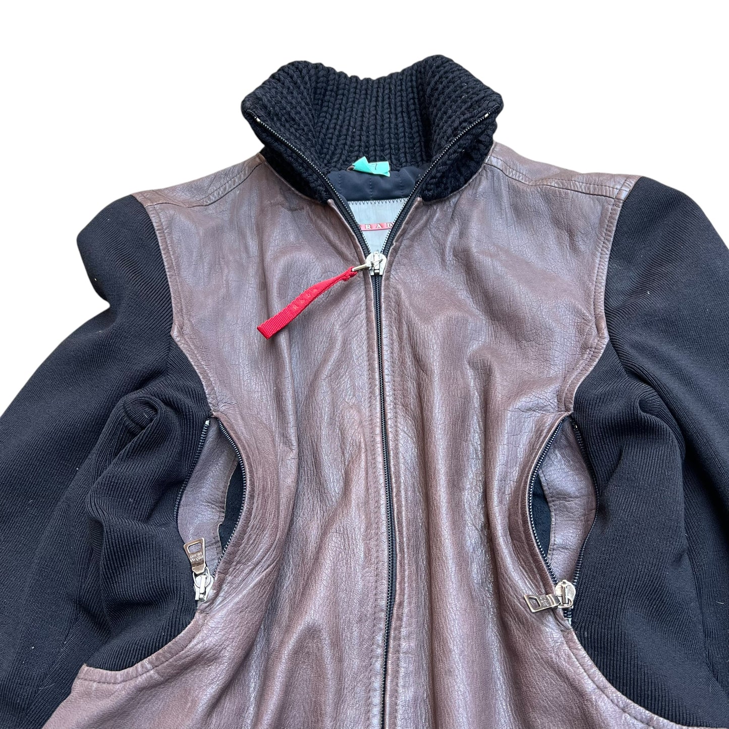 00s Prada Sport Leather Long kneck jacket
