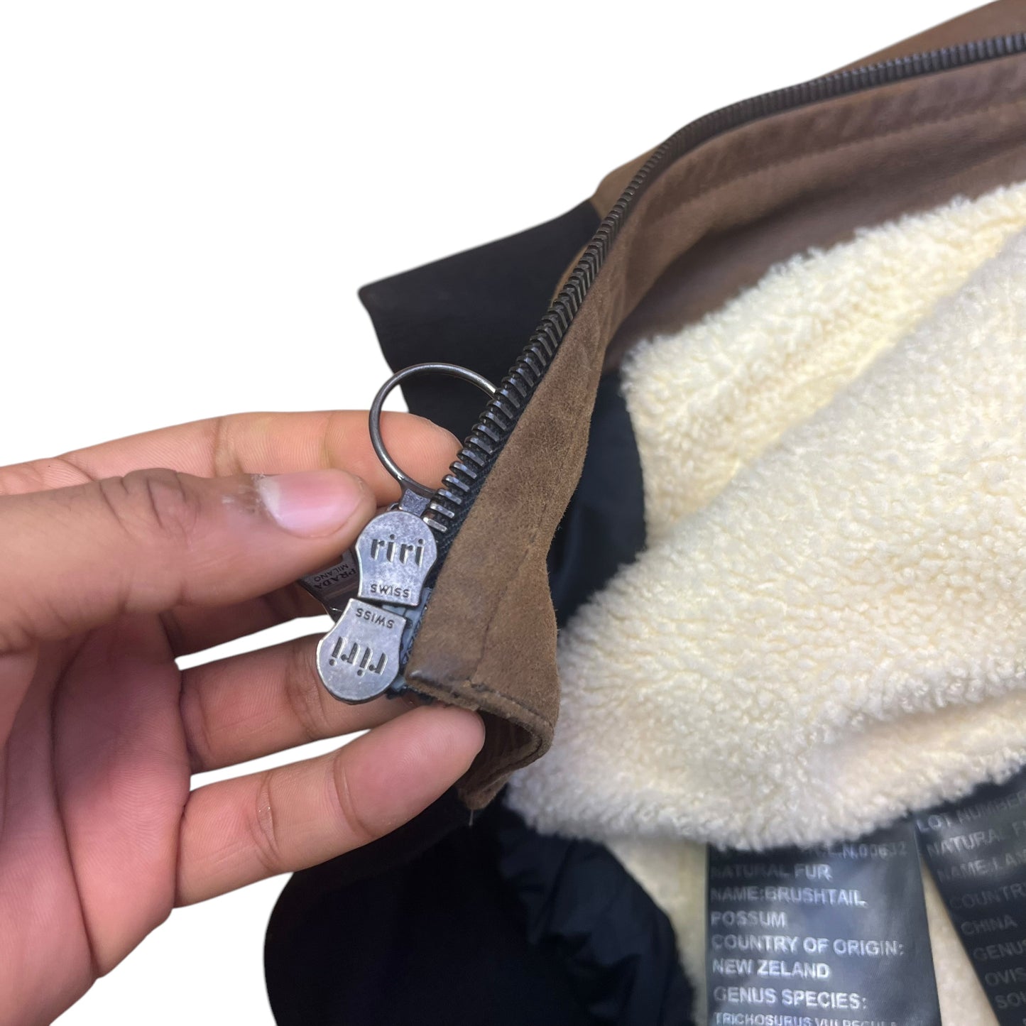 00s Prada Sample Leather Sherpa Jacket