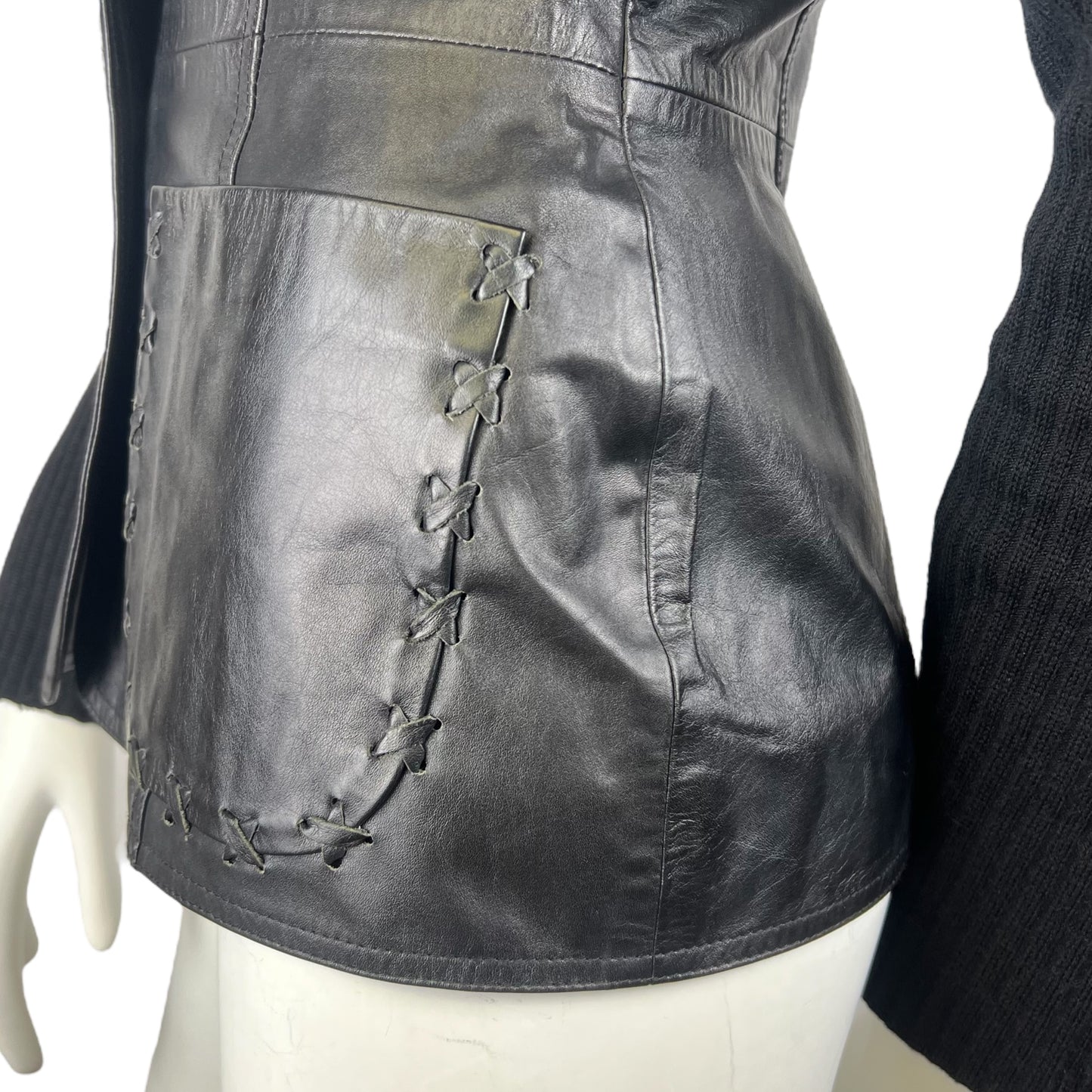 FW 2001 Paco Rabanne wool & Leather Blazer Jacket