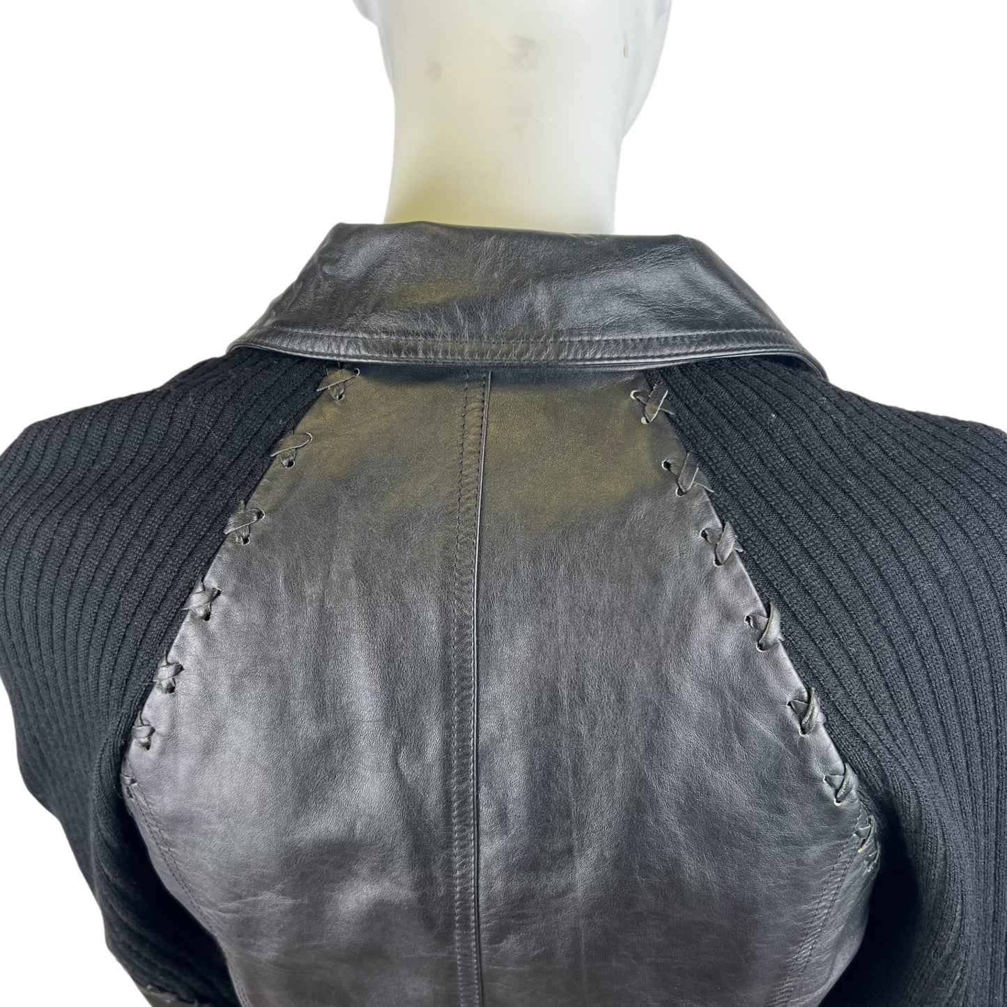 FW 2001 Paco Rabanne wool & Leather Blazer Jacket