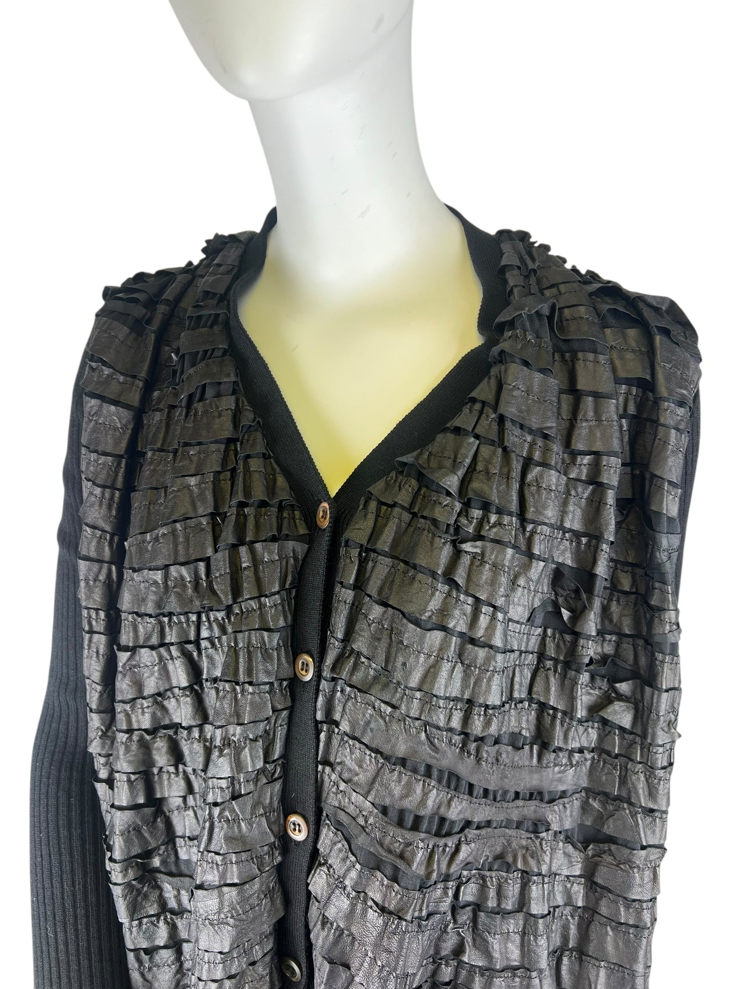 00’ Prada wool & leather & silk sweater dress