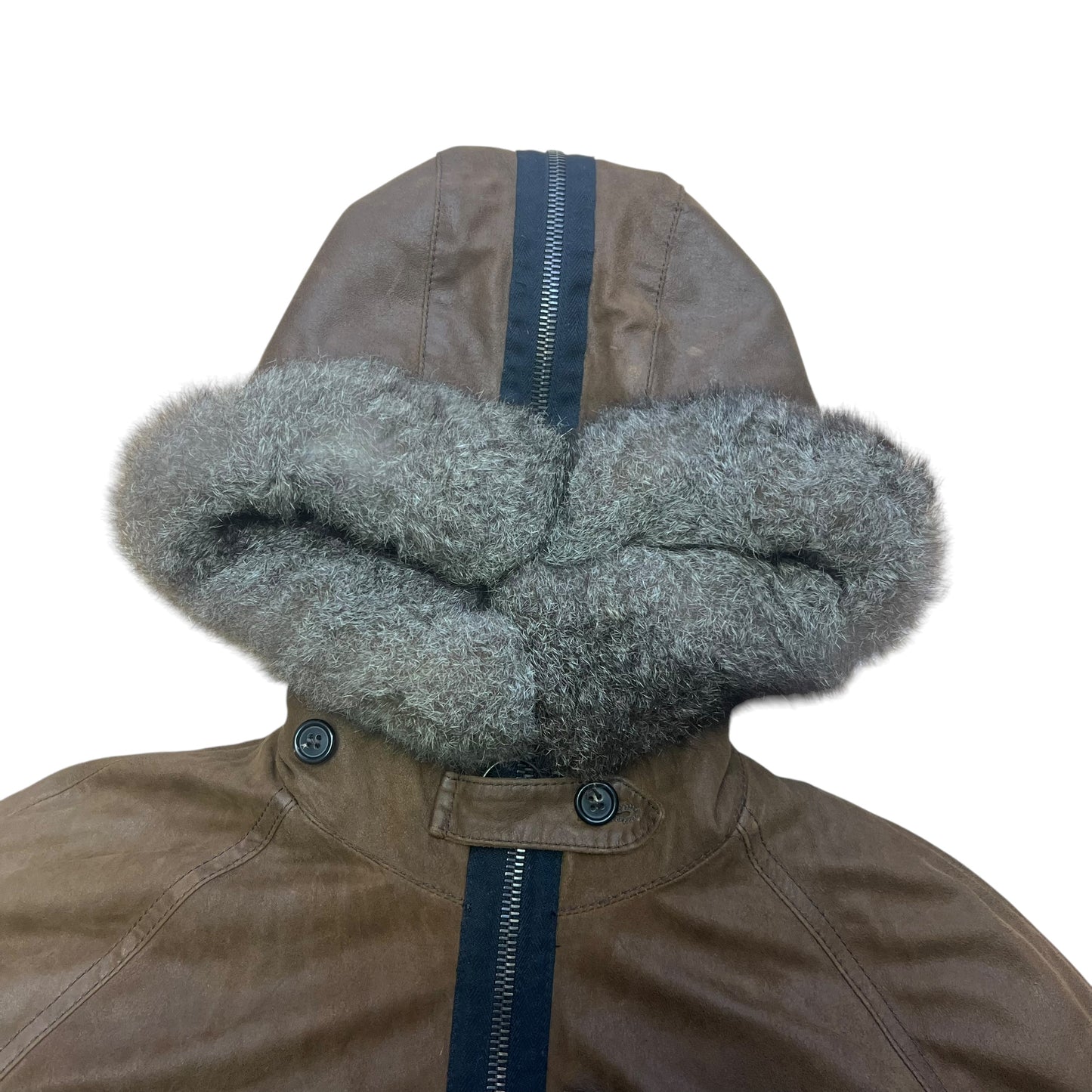00s Prada Sample Leather Sherpa Jacket