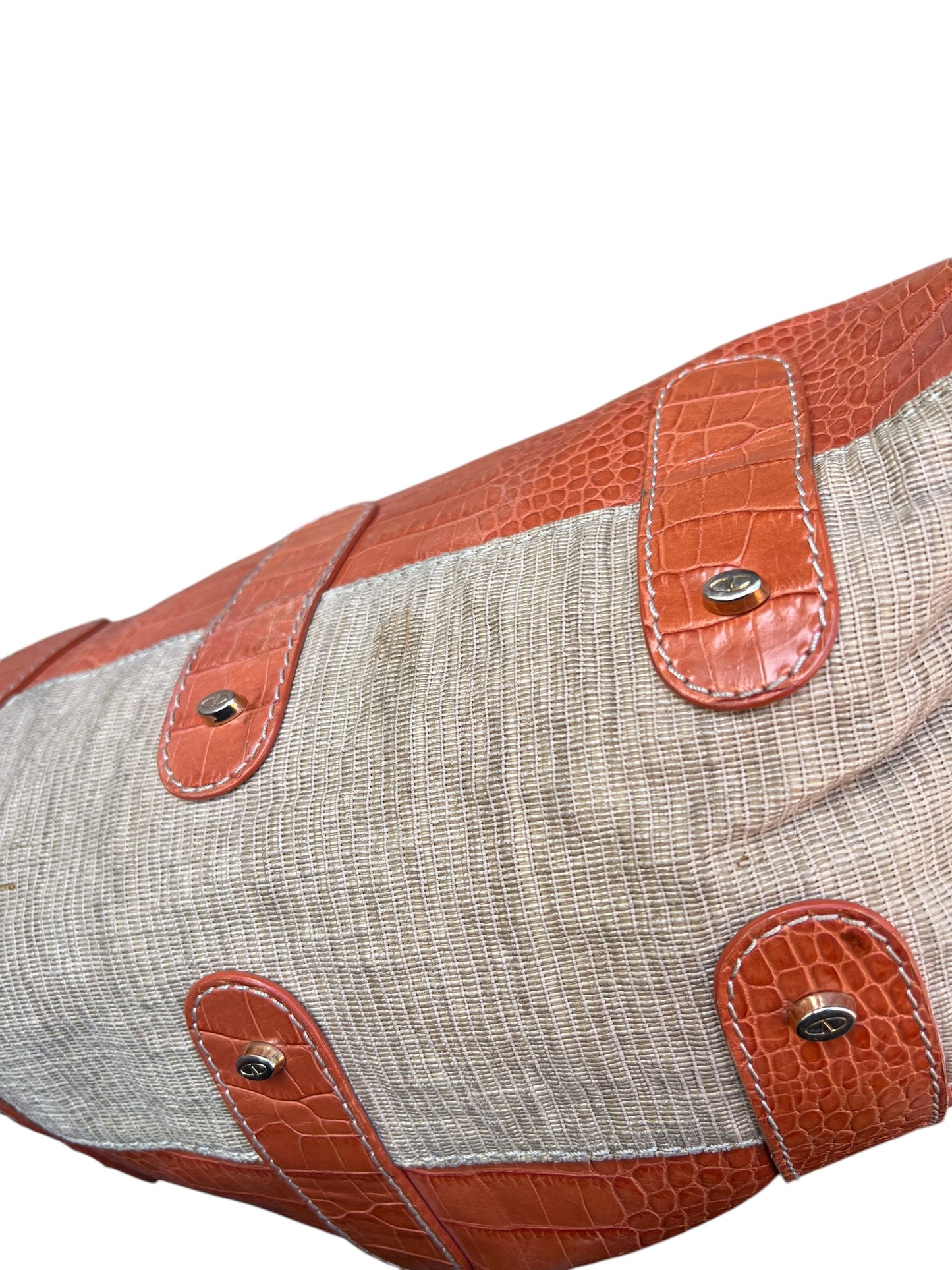 00s Valentino Garavani Croco Leather/ Canvas Bag