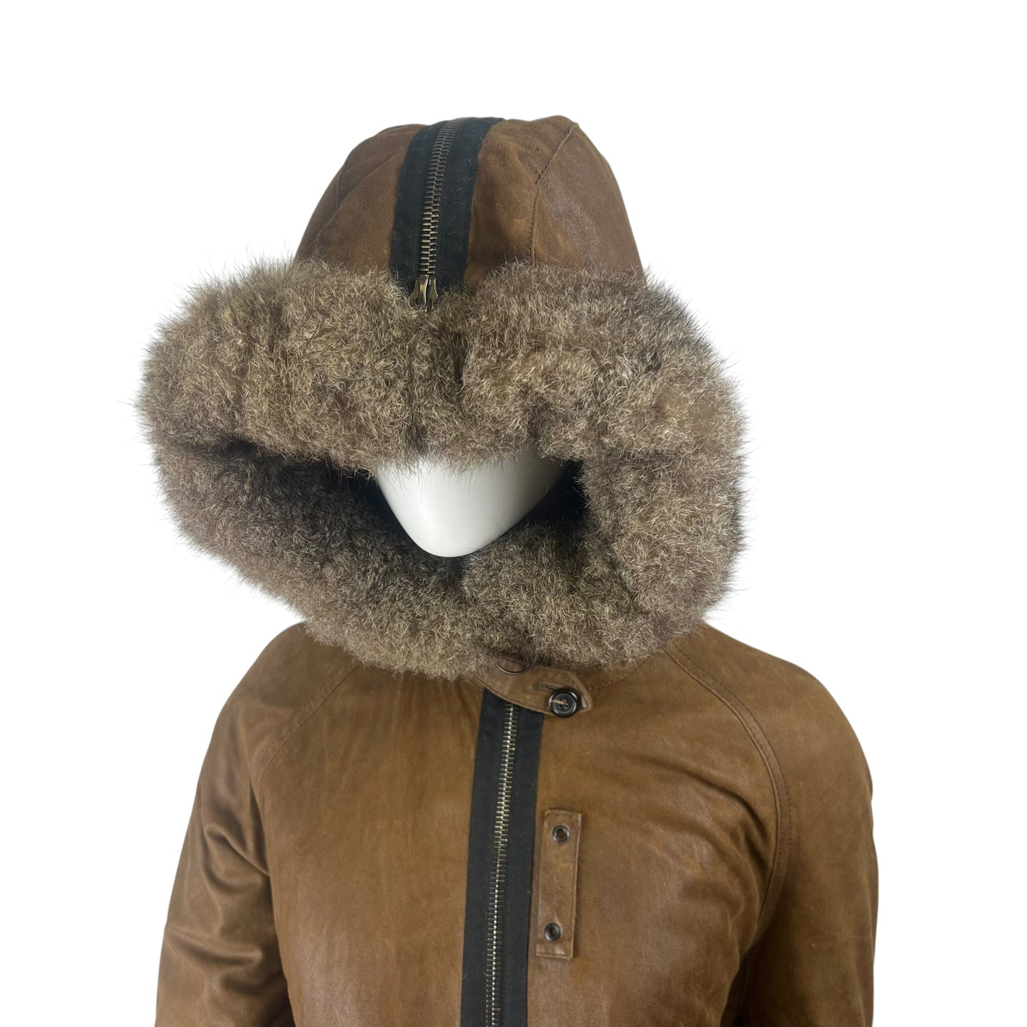 00s Prada Sample Leather Sherpa Jacket