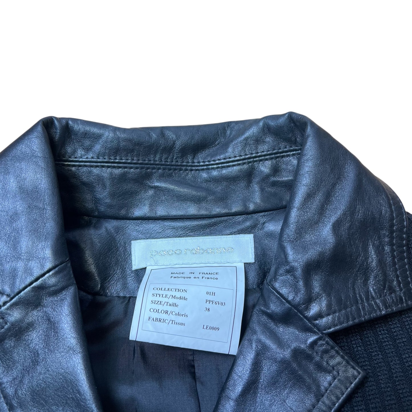 FW 2001 Paco Rabanne wool & Leather Blazer Jacket