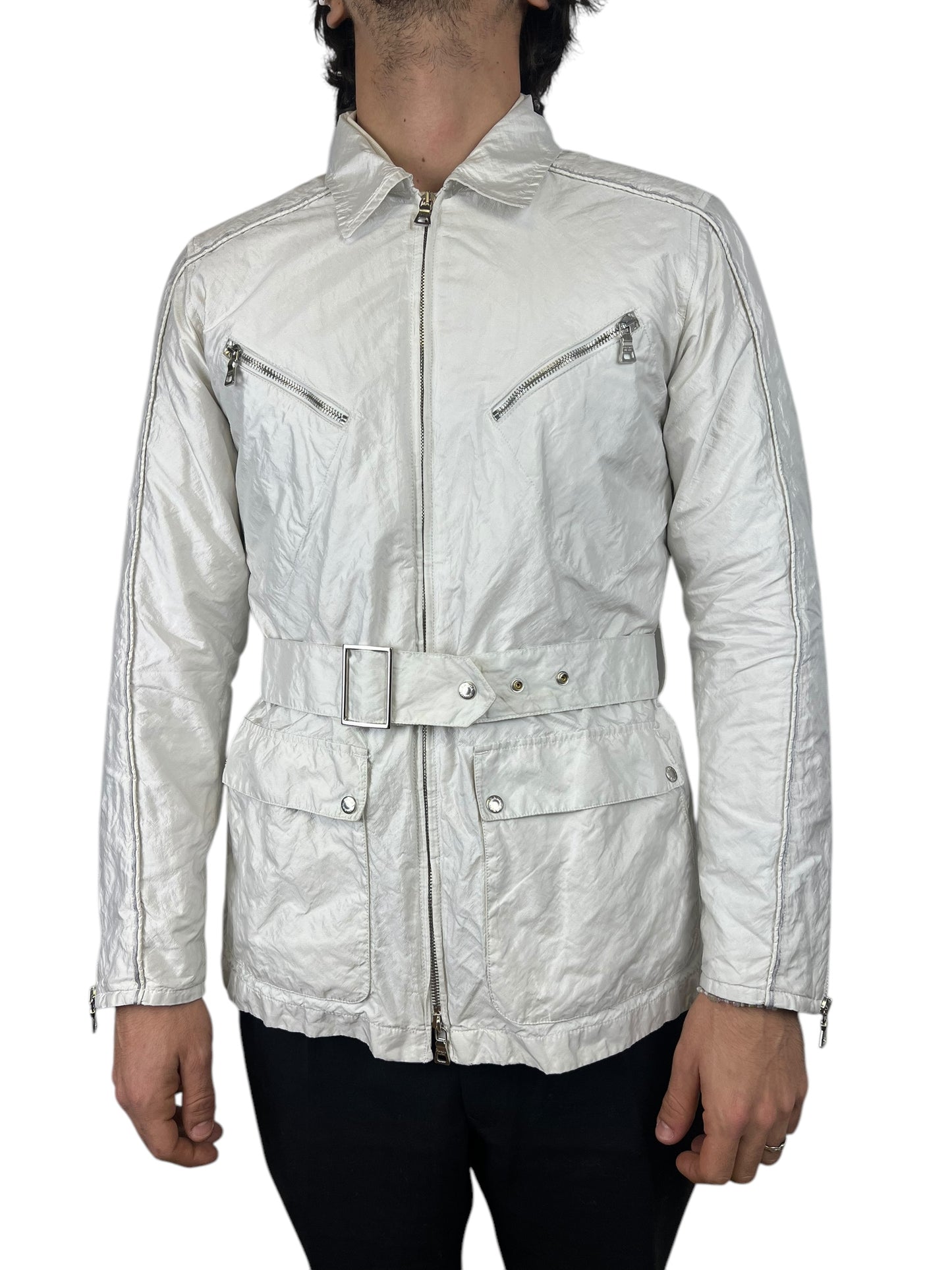 00’ Prada Metallic Nylon Coat Jacket
