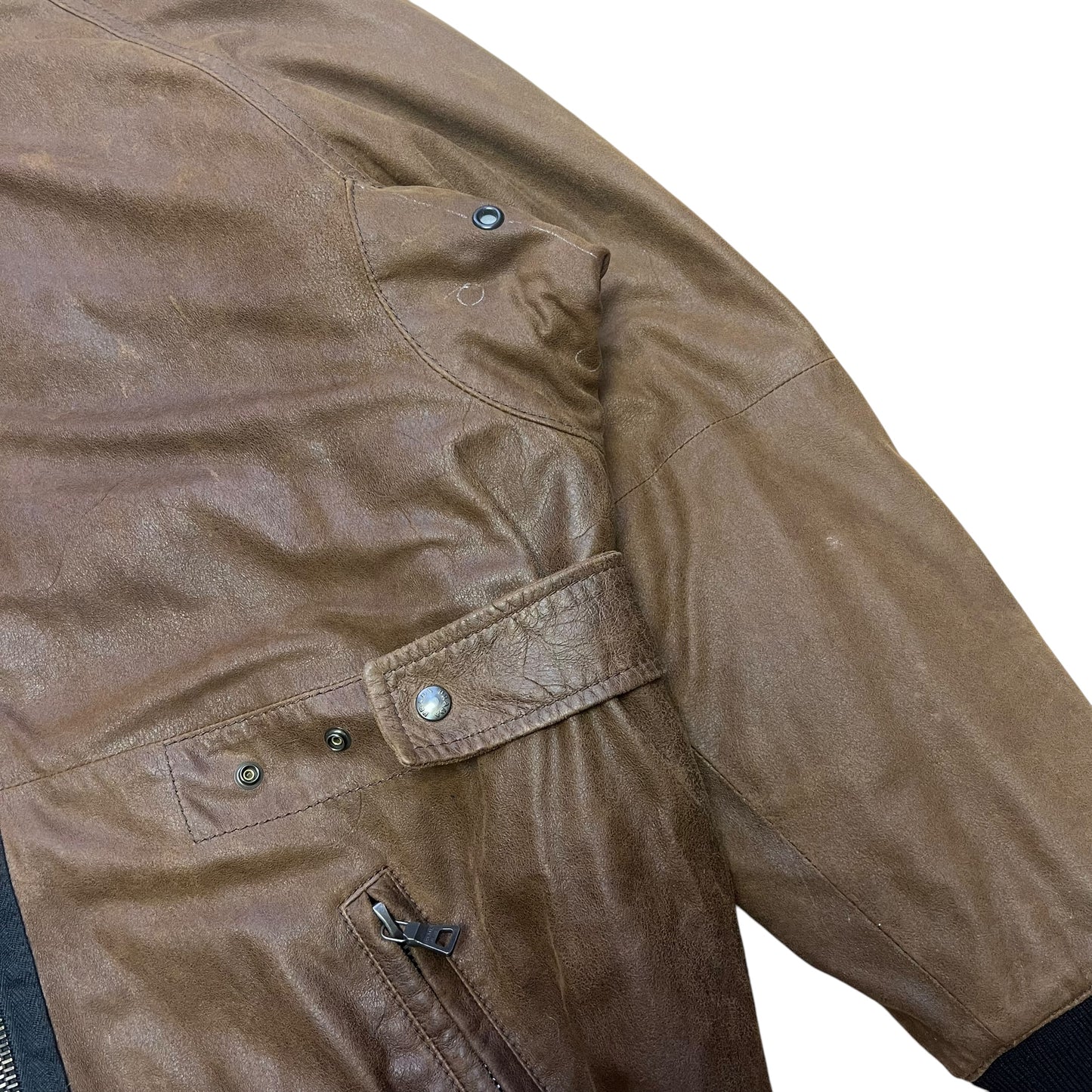 00s Prada Sample Leather Sherpa Jacket
