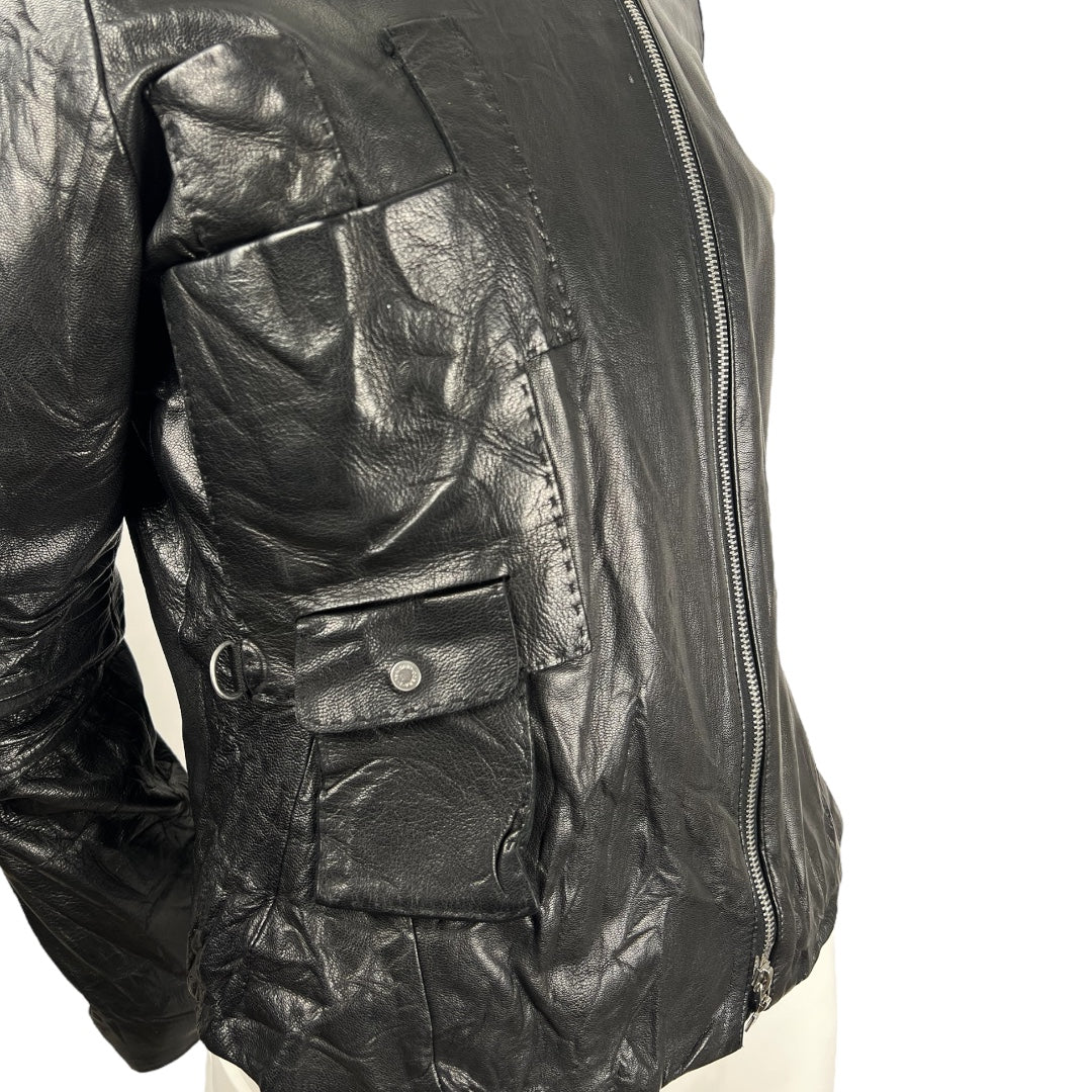 FW2002 Marithé + François Girbaud Asymmetrica Biker leather jacket