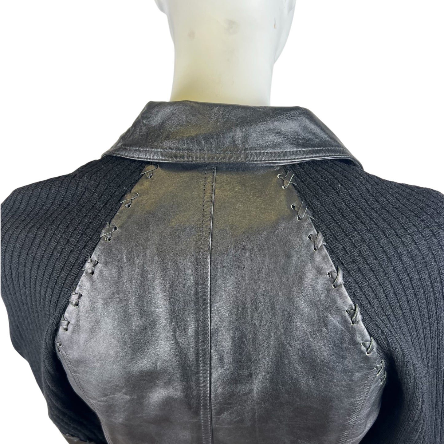 FW 2001 Paco Rabanne wool & Leather Blazer Jacket
