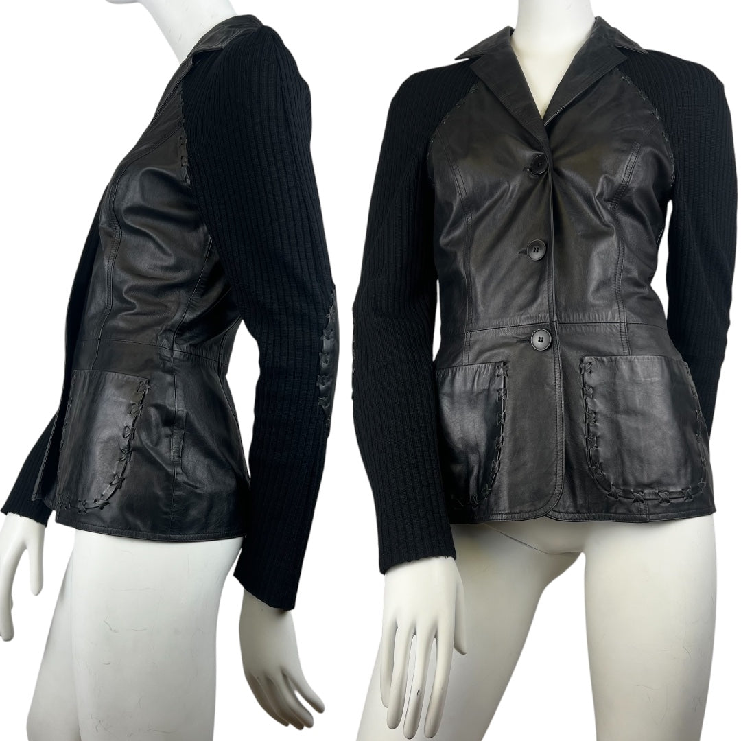 FW 2001 Paco Rabanne wool & Leather Blazer Jacket