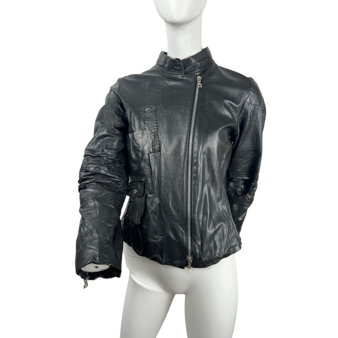 FW2002 Marithé + François Girbaud Asymmetrica Biker leather jacket