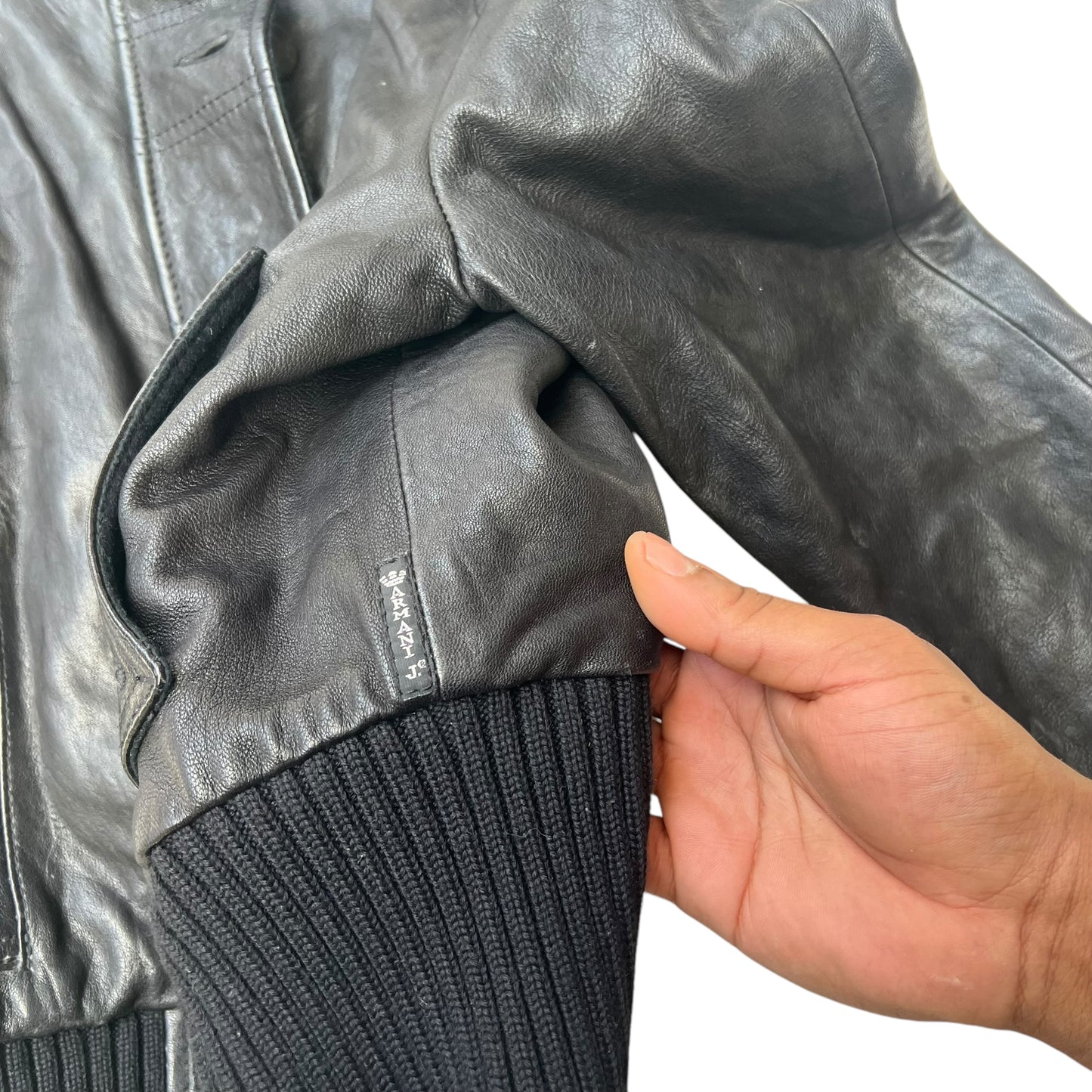 00s Armani Jeans Leather Jacket
