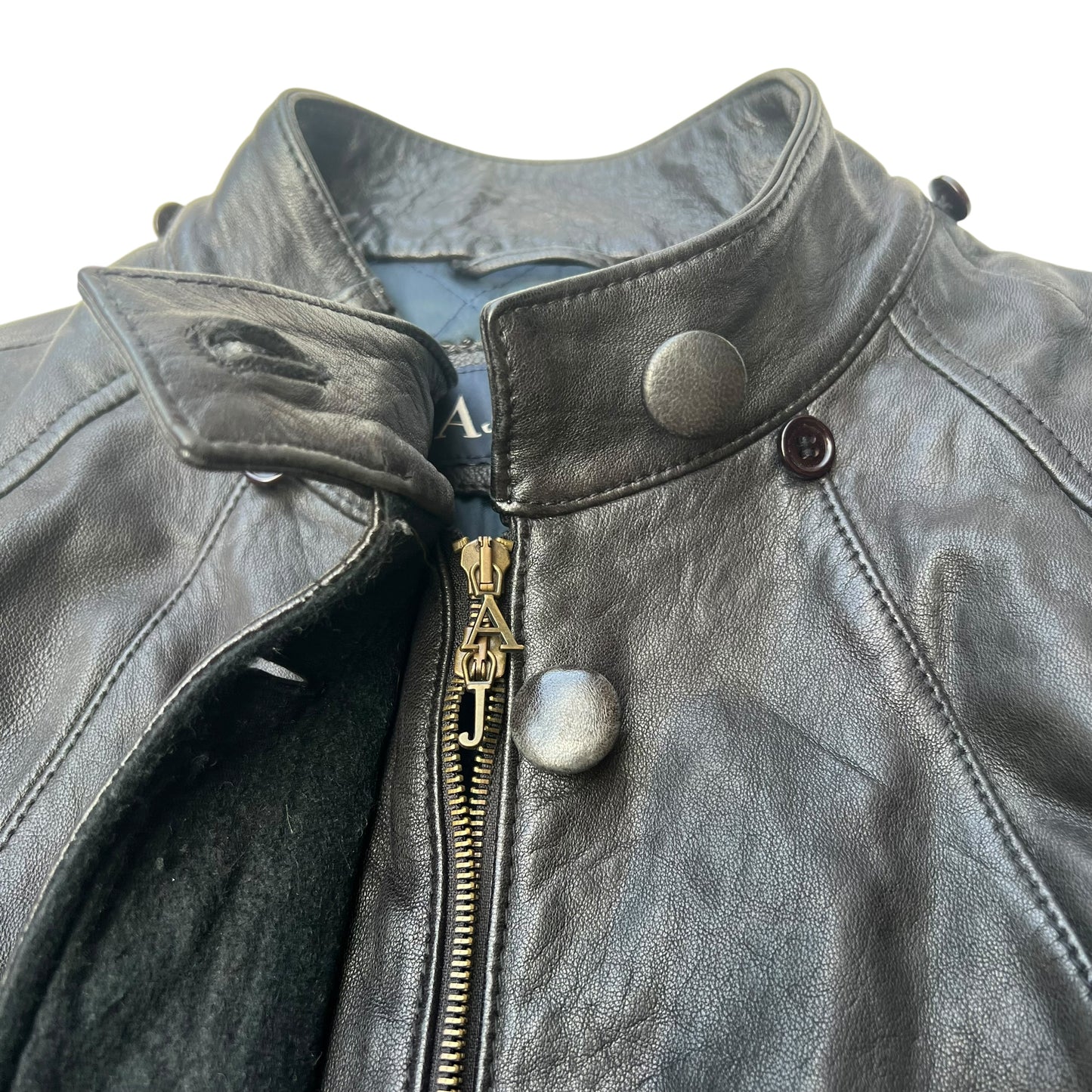 00s Armani Jeans Leather Jacket