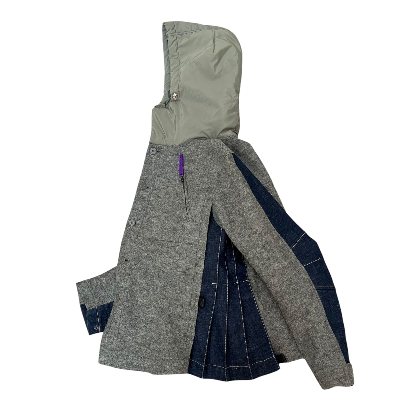 SP 00 Marithé + François Girbaud  Pleated Wool/ Denim Jacket