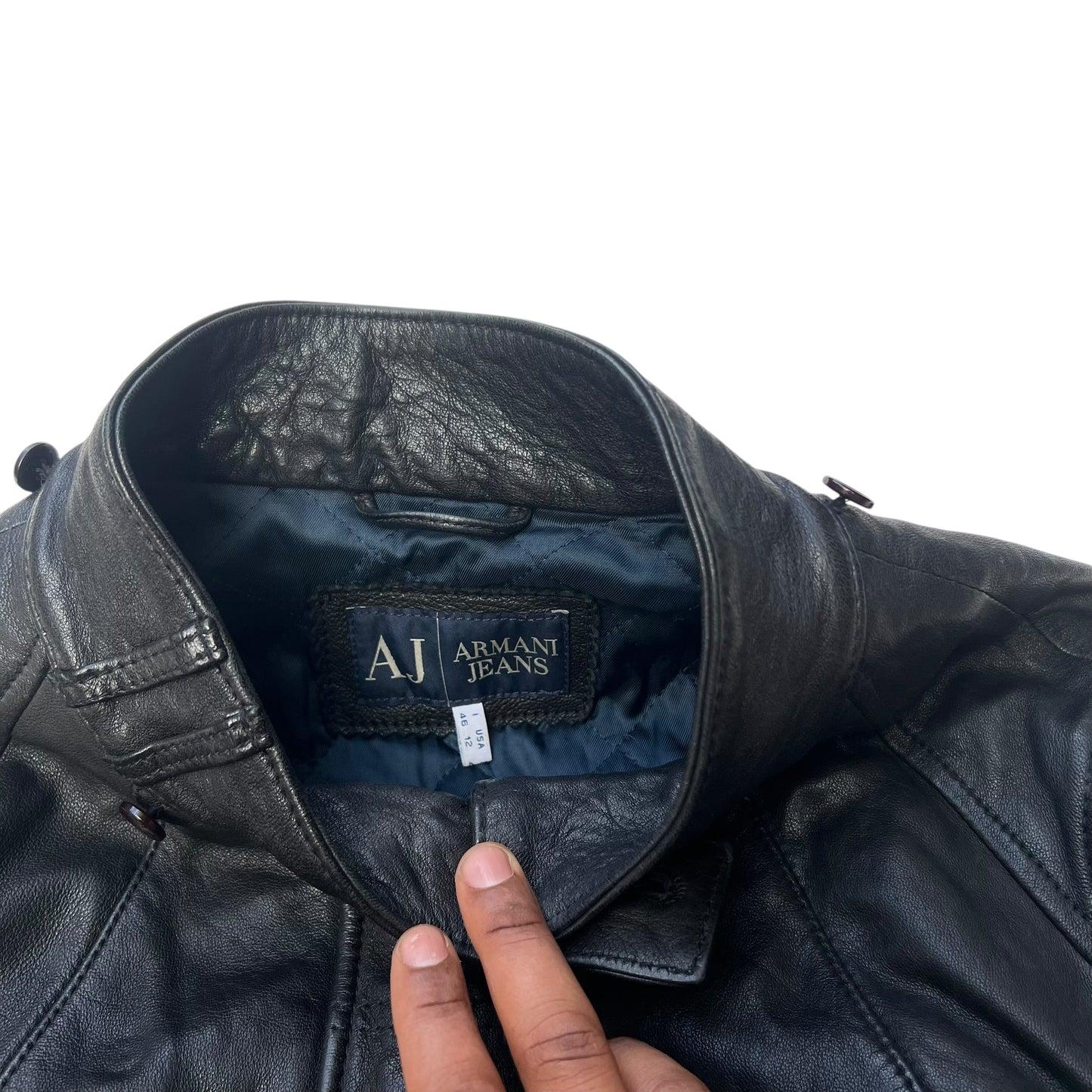 00s Armani Jeans Leather Jacket